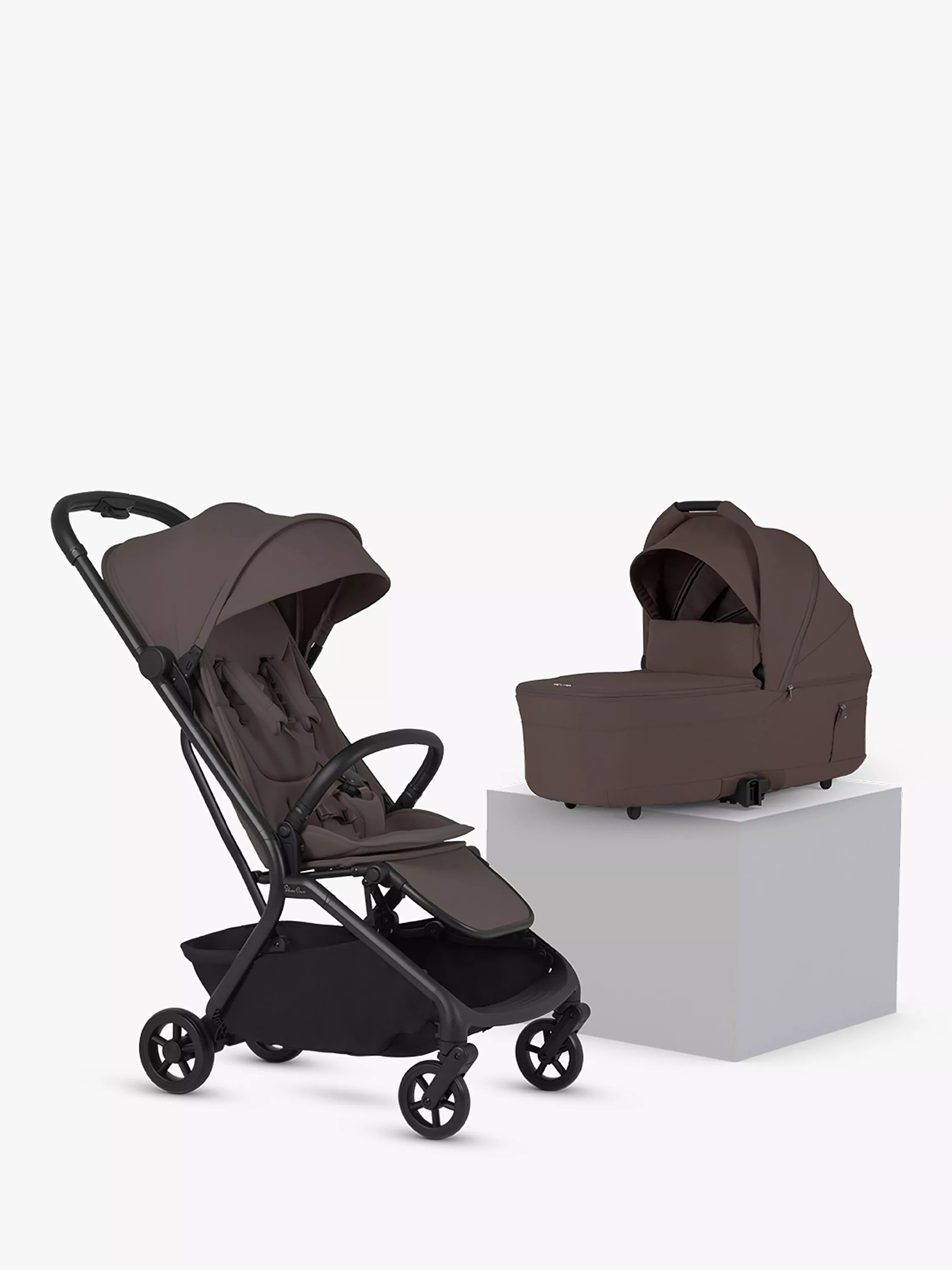 Nia Compact Travel Stroller & Carrycot, Chocolate | John Lewis (UK)
