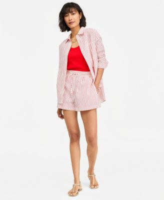 Women's Drawstring Seersucker Texture Shorts | Macy's
