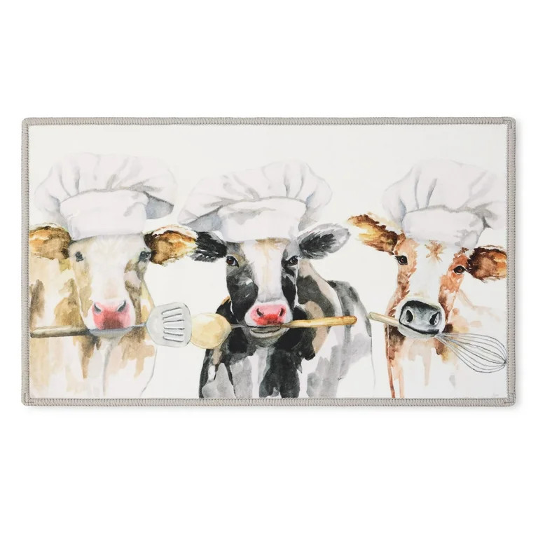 Mainstays Cow Chefs Kitchen Mat, Multicolored, 18"x30" | Walmart (US)