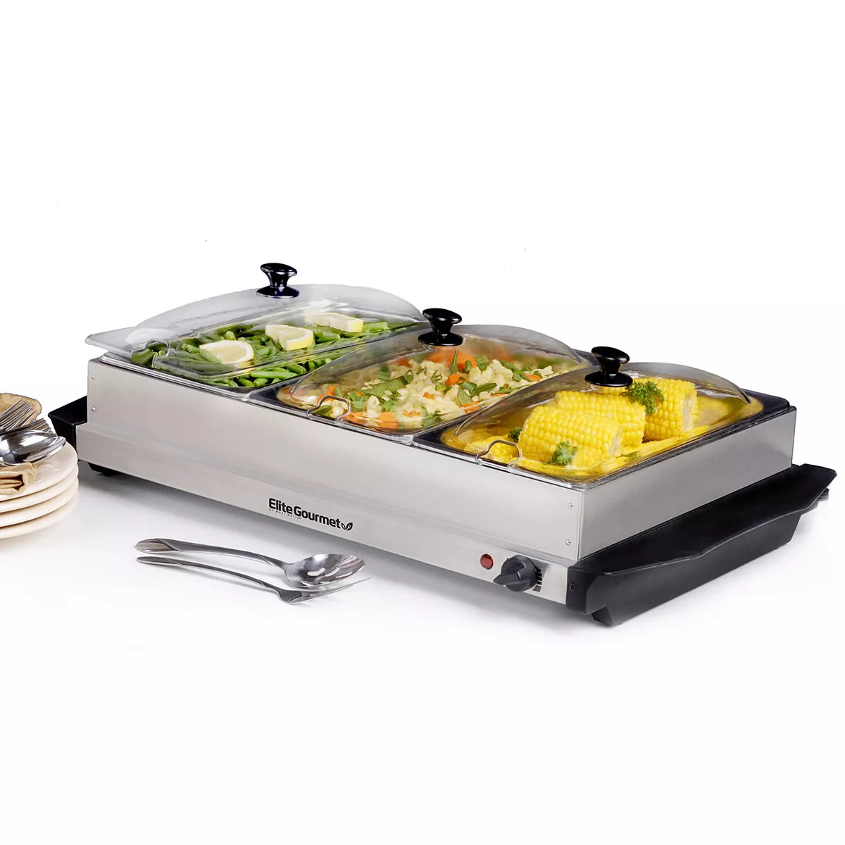 Elite Gourmet Stainless Steel Electric Triple Buffet Server | Kohl's