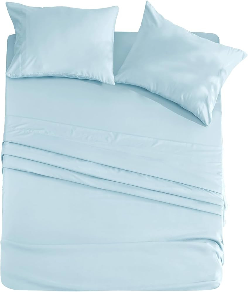 HYMOKEGE Light Blue King Bed Sheets Set, 4-Piece Soft Cooling Sheets with 14" Deep Pocket for Kin... | Amazon (CA)