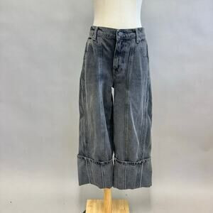 Free People We The Free Olsen Cuffed Crop Barrel‎ Jeans washed black size 27 | Poshmark