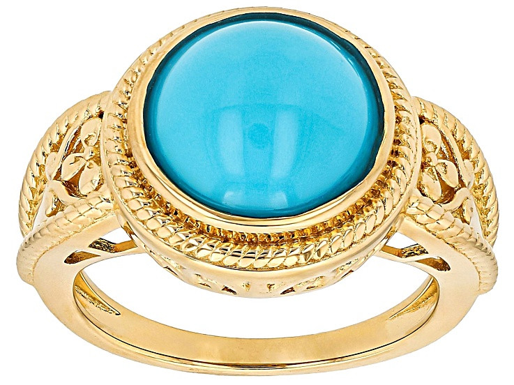 Sleeping Beauty Turquoise 18k Yellow Gold Over Sterling Silver Ring - WPD276 | JTV Jewelry