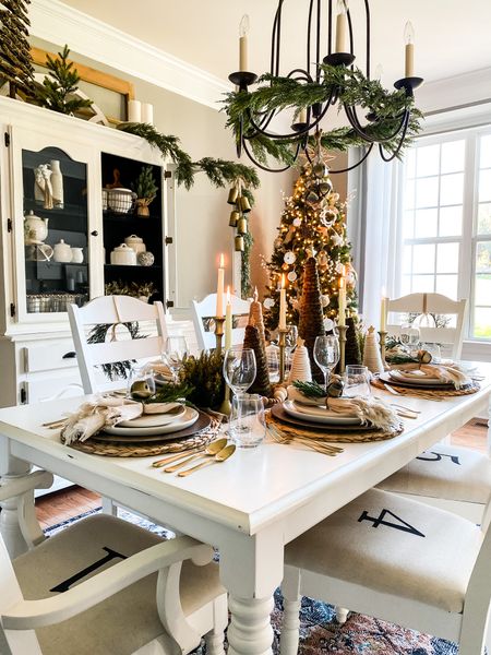 Modern Farmhouse Dining Room tablescape styling. Featured in Country Sampler Farmhouse Style magazine. Everything you need to recreate the look. #tablescapes #Christmastable #Christmasdecorating

#LTKhome #LTKSeasonal #LTKHoliday