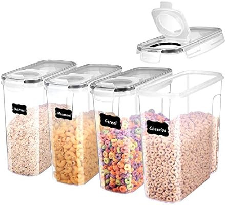 ME.FAN Cereal Storage Containers [Set of 4] Airtight Food Storage Containers 4L(135oz) - Large Ki... | Amazon (US)