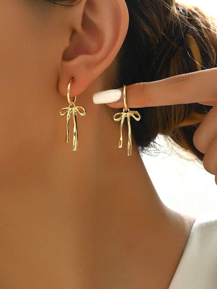 1pair Luxurious Fashionable Elegant Gentle Versatile Bow Earrings, Suitable For Daily Wear | SHEIN