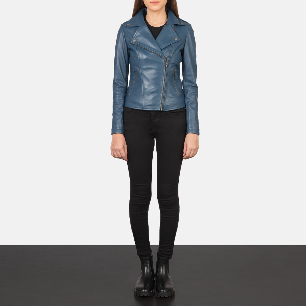 Flashback Blue Leather Biker Jacket | The Jacket Maker