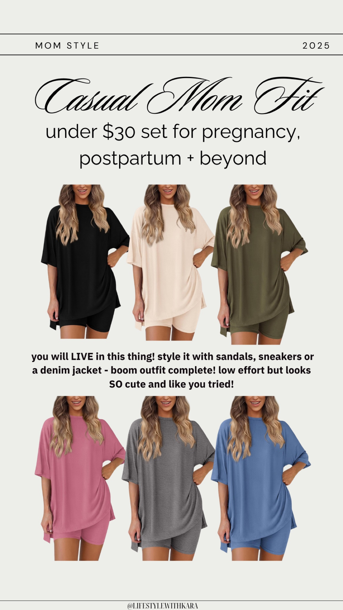 An outfit that will carry you through pregnancy, postpartum and well after - obsessed with this 2 piece matching set that’s super affordable under $30 for both pieces!

#LTKFindsUnder50 #LTKBump #LTKBaby