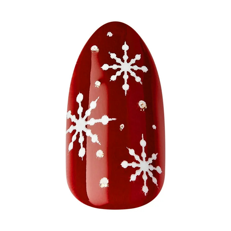 imPRESS Holiday Press-On Nails,White Night, Red, Medium Length, Almond Shape, 30 Ct. | Walmart (US)