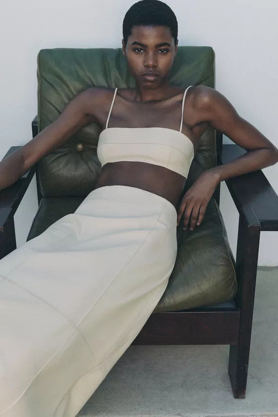 100% LEATHER BANDEAU TOP | Zara US