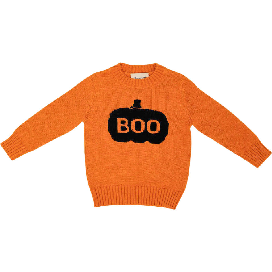 Boo Pumpkin Crewneck Sweater, Orange | Maisonette