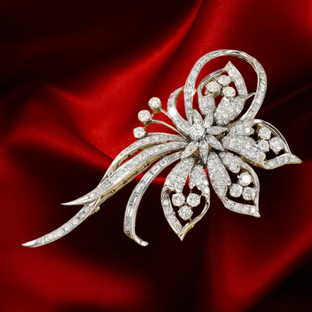 14K Gold Diamond Brooch: Art Deco Victorian Style Estate Jewelry - Etsy | Etsy (US)