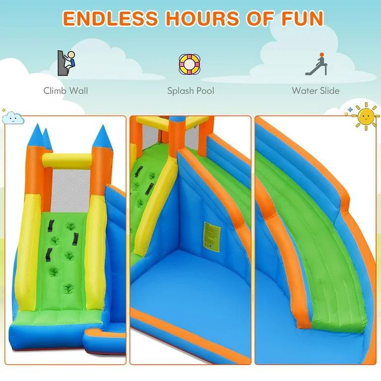 Costway Inflatable Water Slide Mighty Bounce House Castle Splash Pool without Blower | Walmart (US)