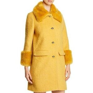 Kate Spade Yellow Jacket with Faux Fur Trim | Poshmark