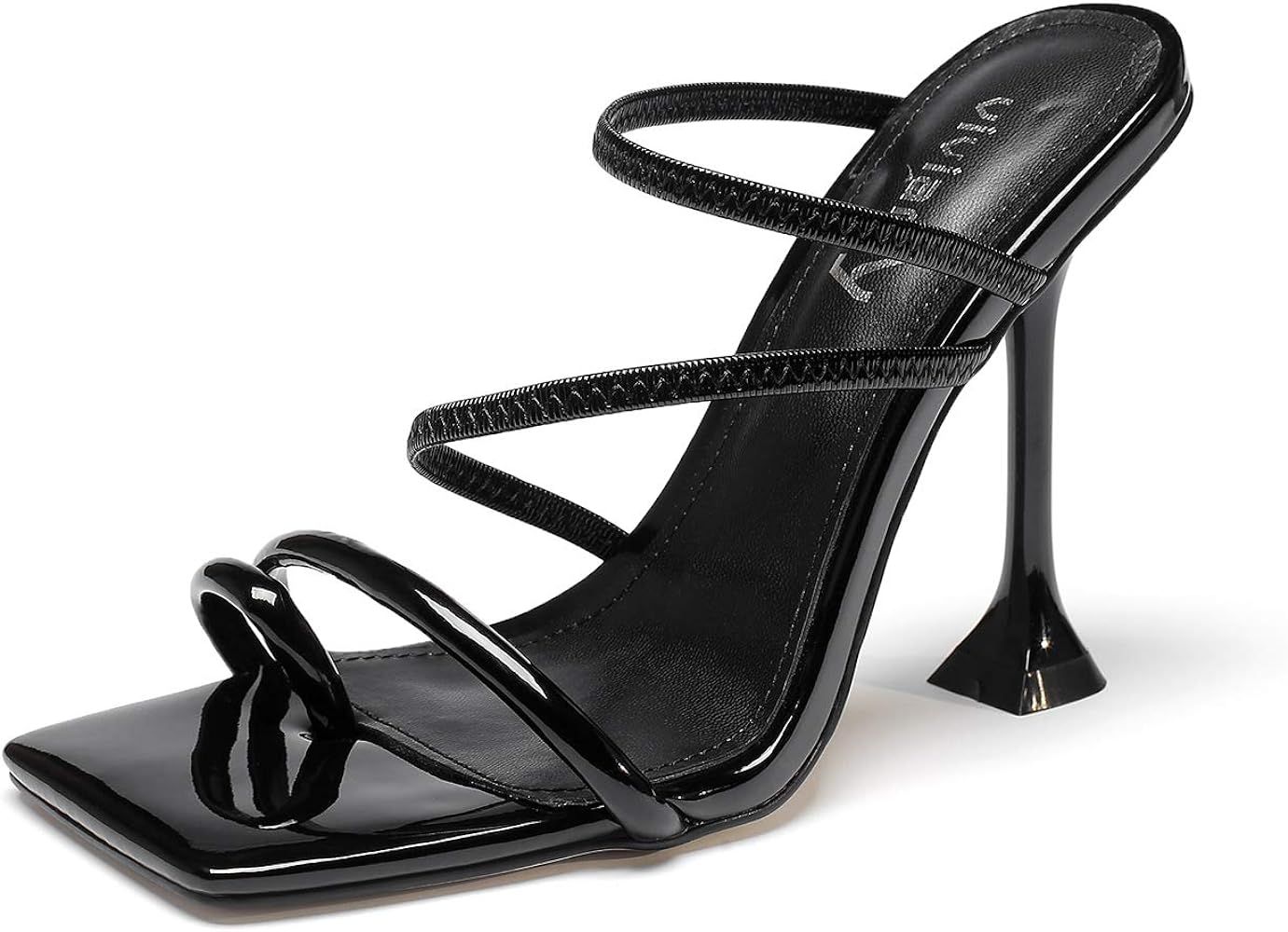 vivianly Women Square Toe Mules Sandals Toe Ring Stiletto Heels Dress Heels Slip on Slipper Party... | Amazon (US)