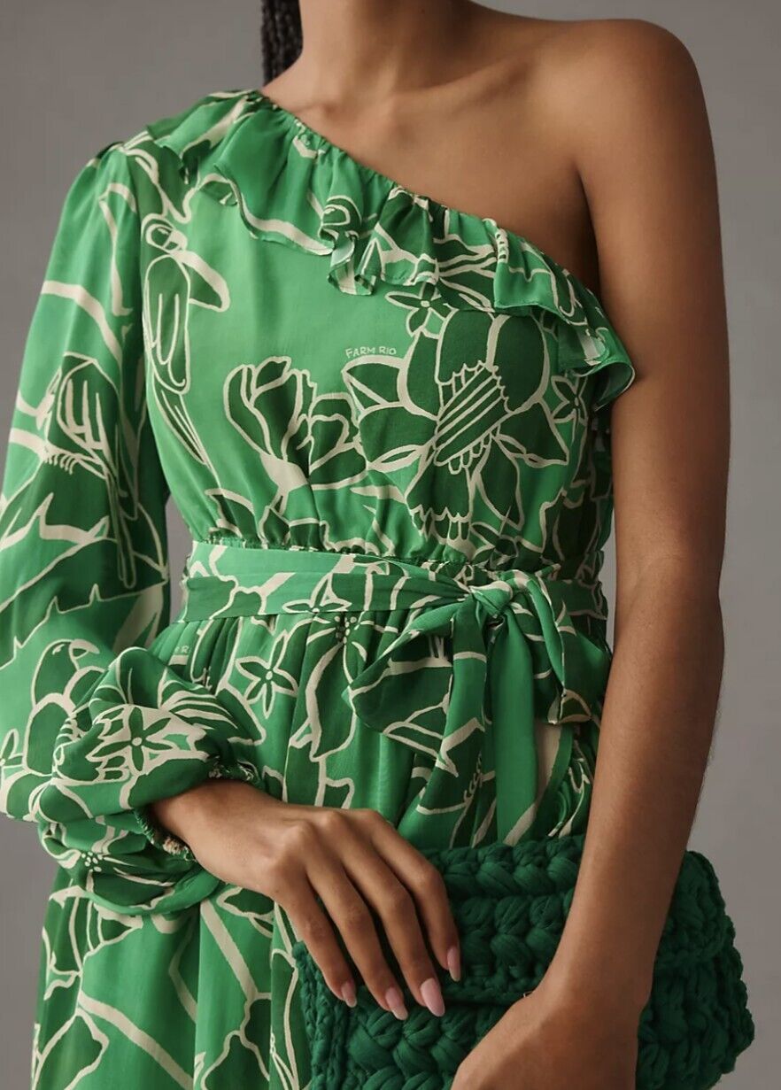 Farm Rio x Anthropologie Printed One-Shoulder Ruffle Dress size M NWT 🌴  | eBay | eBay US