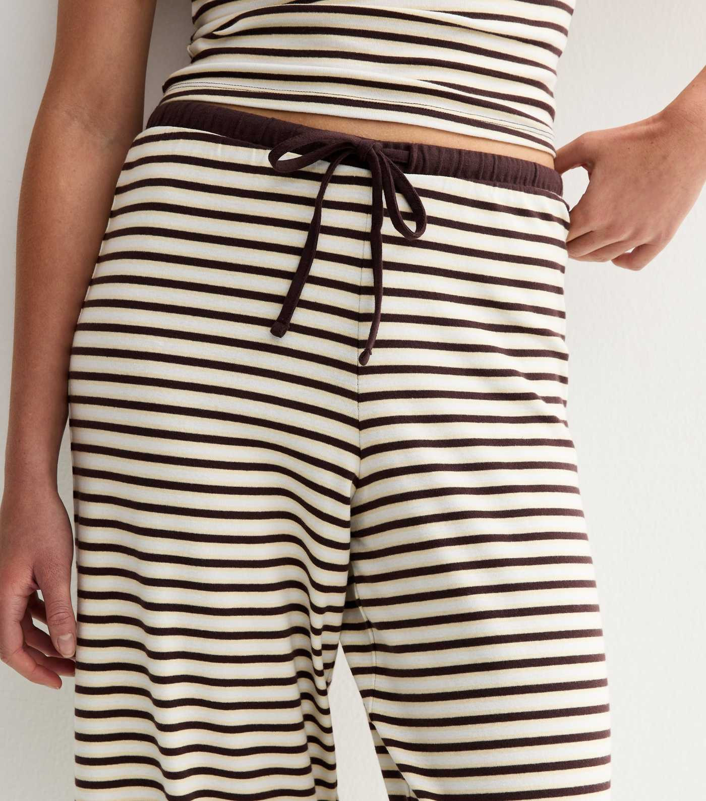Brown Striped Drawstring Wide Leg Trousers | New Look | New Look (UK)
