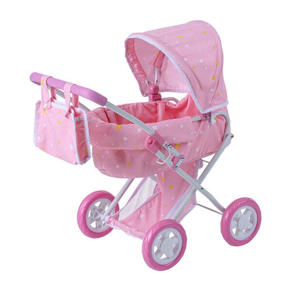 Stars Princess Deluxe Baby Doll Stroller, Pink/White | Maisonette