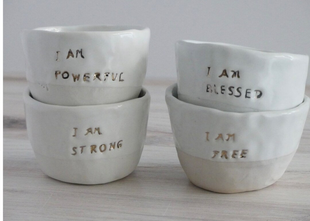 Personalized Hand built pinch love Cups,bowl,6oz with 24k gold luster, Coffee Lover Pottery Cup -... | Etsy (US)