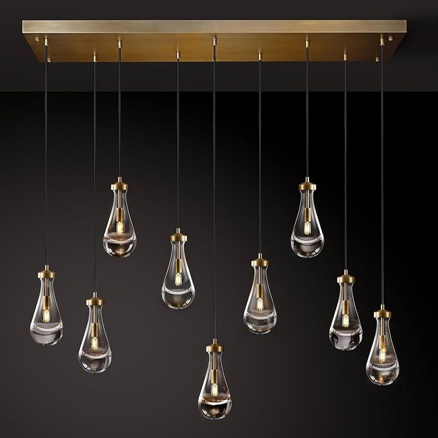 Joyunleo Raindrop 9-Light Chandeliers for Dining Room, Brass Pendant Lights Teardrop, Gold Dining... | Amazon (US)