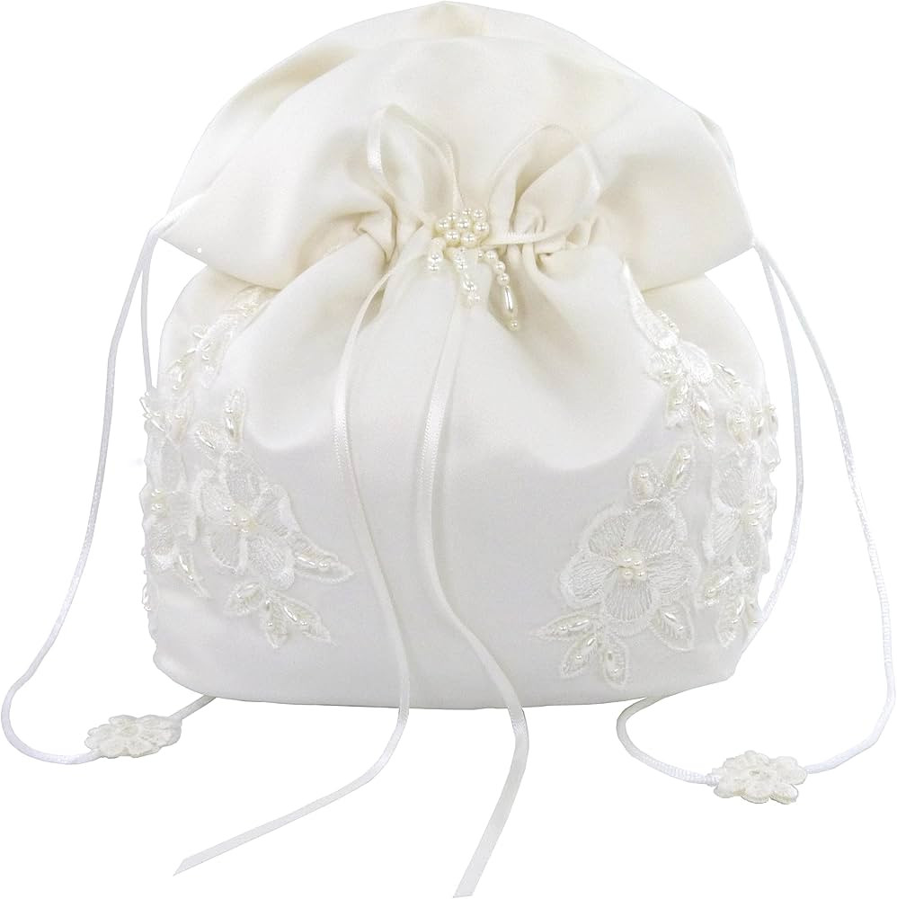 Satin Bridal Wedding Small Money Bag with Pearl-Embellished Floral Lace for Dollar Dance, Bridal ... | Amazon (US)