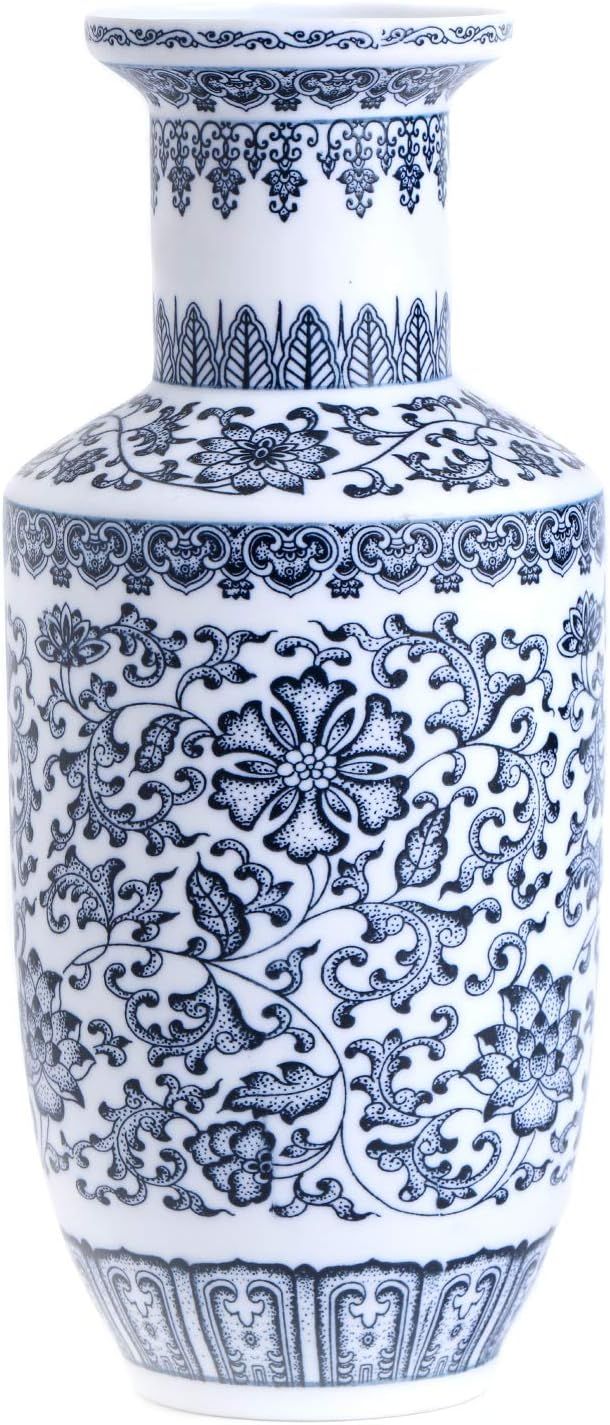 Vintage Blue and White Porcelain Unglazed Vase, Ideal Gift for Weddings, Party, Home Decor, Offic... | Amazon (US)
