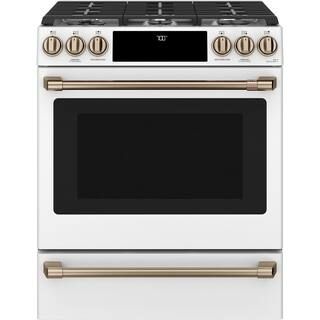 30 in. 5.6 cu. ft. Smart Gas Range with Self-Clean Oven in Matte White, Fingerprint Resistant | The Home Depot