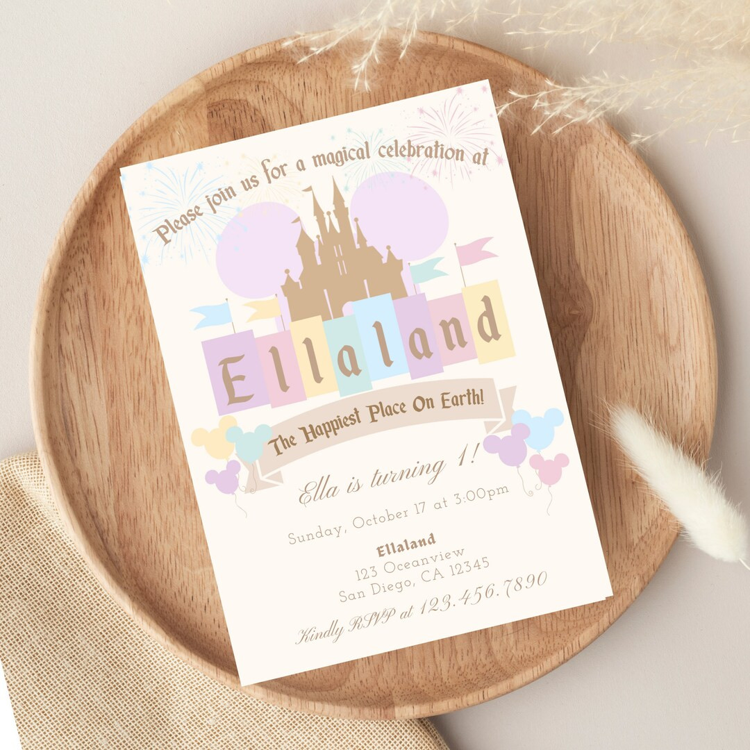 Happiest Birthday on Earth Invitation - Vintage Disneyland Birthday - Personalized - Printable - ... | Etsy (US)