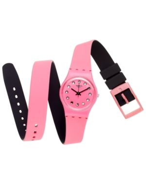 Swatch Women's Swiss Toosun Pink and Black Double Wrap Silicone Strap Watch 25mm LP134 | Macys (US)