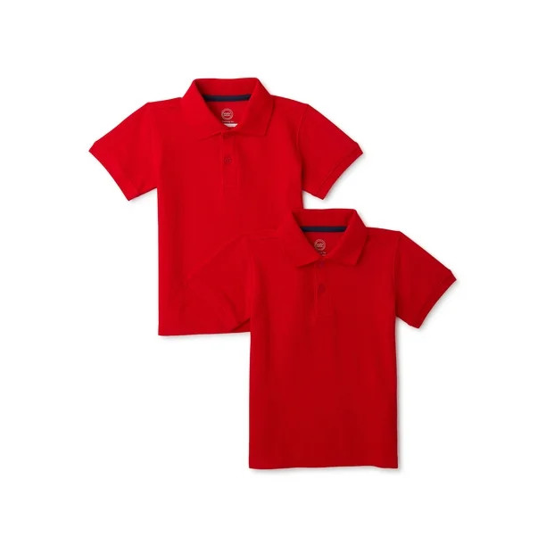 Wonder Nation Toddler Boys School Uniform Short Sleeve Pique Polo Shirt, 2-Pack, Sizes 2T - 5T | Walmart (US)