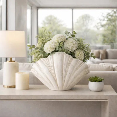 Dovecove 22" Polyresin Scallop Shell Decor, White | Wayfair North America