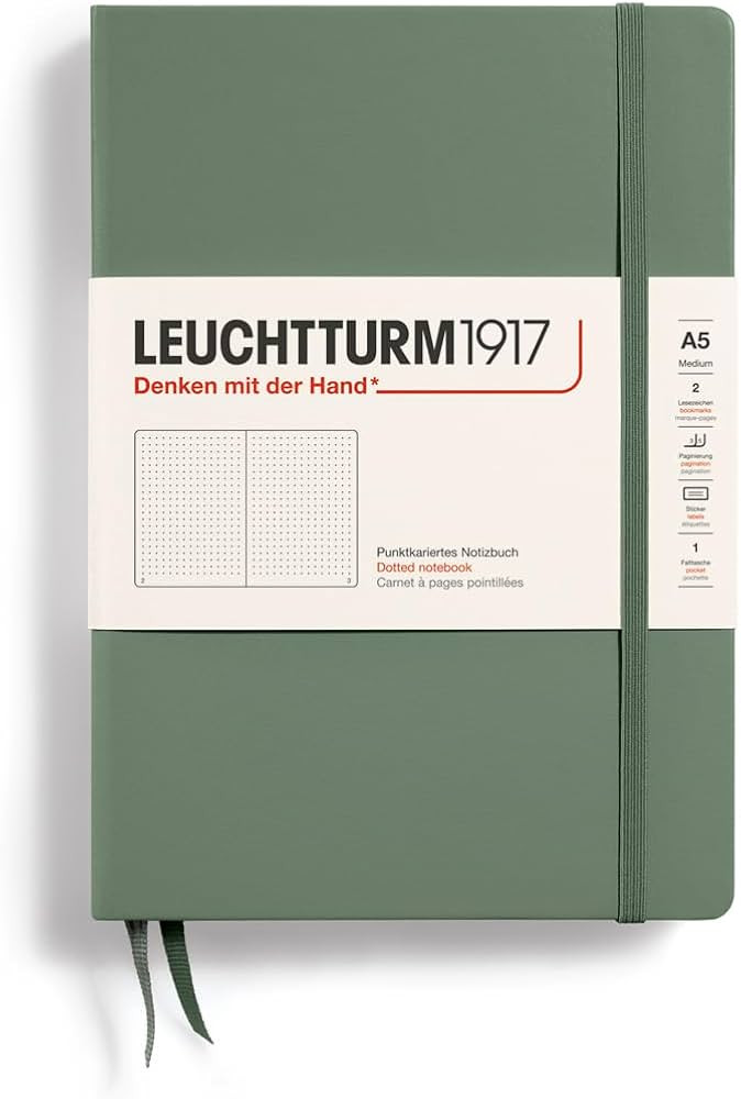 LEUCHTTURM1917 - Notebook Hardcover Medium A5-251 Numbered Pages for Writing and Journaling (Oliv... | Amazon (US)