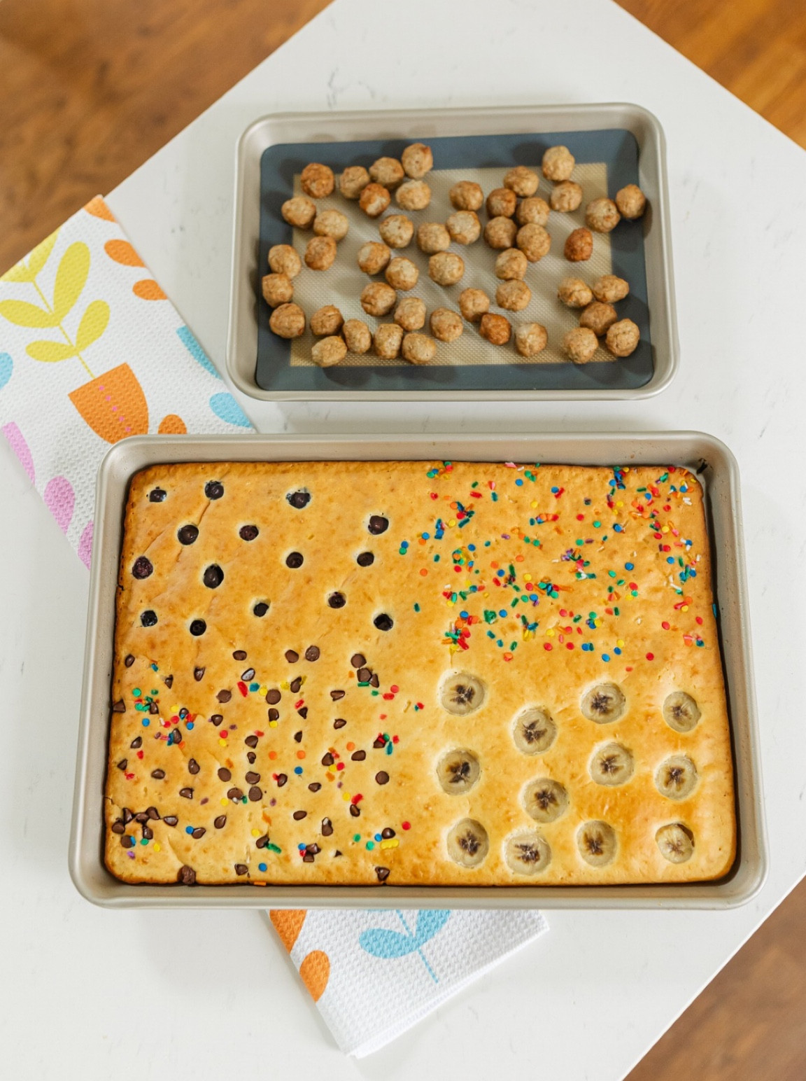 Sheet pan pancakes! Breakfast idea and easy breakfast recipe! Prep box pancakes according to box instructions - pour batter in greased sheet pan. Bake at 350 degrees until cooked through.

#LTKHome #LTKKids #LTKFamily