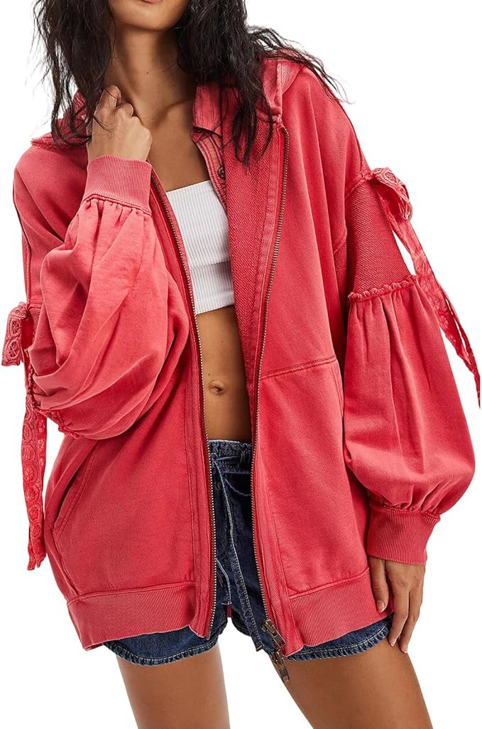 Womens Open Front Oversized Sweatshirt Loose Fit Teen Girls Preppy Long Sleeve Y2k Going Out Coat... | Amazon (US)