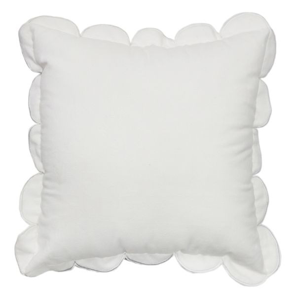 Providence White Scalloped Velvet Throw Pillow, 18" | At Home
