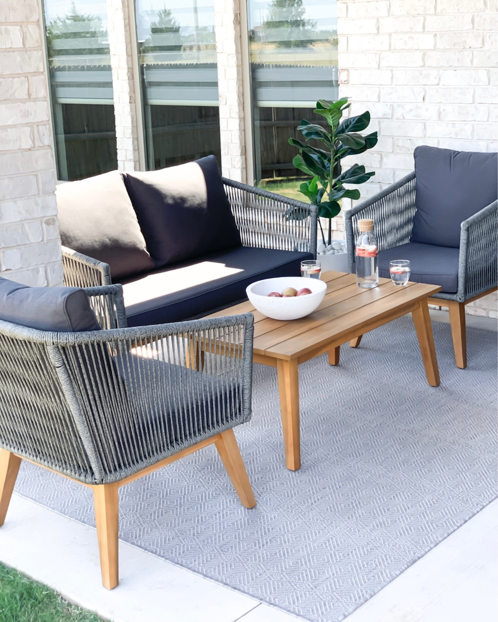 Our Patio Set is currently only $899 + free shipping

Home decor, Patio decor, outdoor furniture, patio set, modern outdoor furniture, backyard furniture, outdoor rug, bowl, faux plant

#LTKsalealert #LTKstyletip #LTKhome
