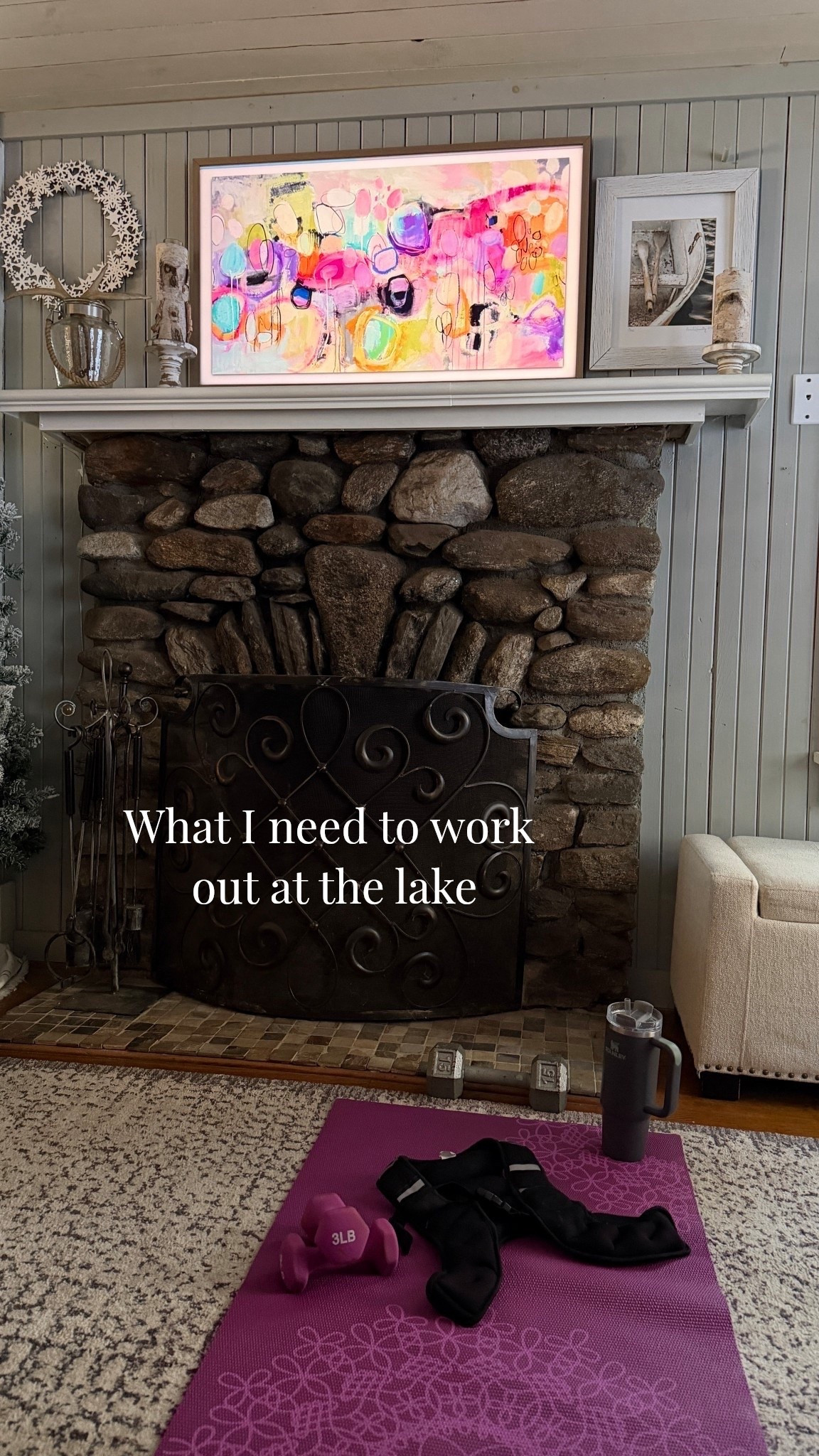 Winter working out at the lake.  Daily walk or ski and indoors yoga or pilates.  Nothing takes a lot of room.  Use Youtube to find videos- like Caroline Girvan, Pilates by Izzy, Hong Rabbit

#LTKdayinmylife #LTKmomlife #LTKselfcare