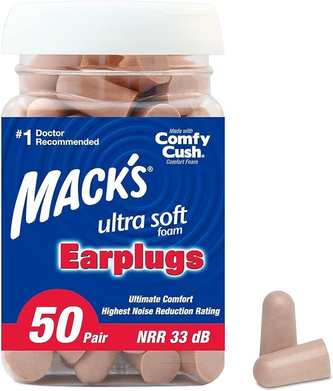 Mack's Ultra Soft Foam Earplugs, 50 Pair - 33dB Highest NRR, Comfortable Ear Plugs for Sleeping, ... | Amazon (US)