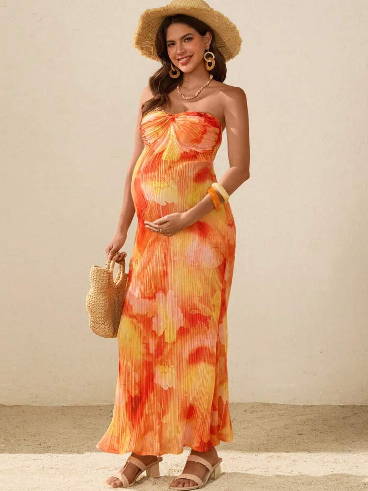 SHEIN Maternity Strapless Dress, Fashionable For Summer | SHEIN