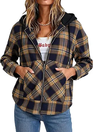 Lepunuo Women's Plaid Jackets Full-Zip Long Sleeve Shirts Jacket Casual Warm Coat Trendy Fall Out... | Amazon (US)