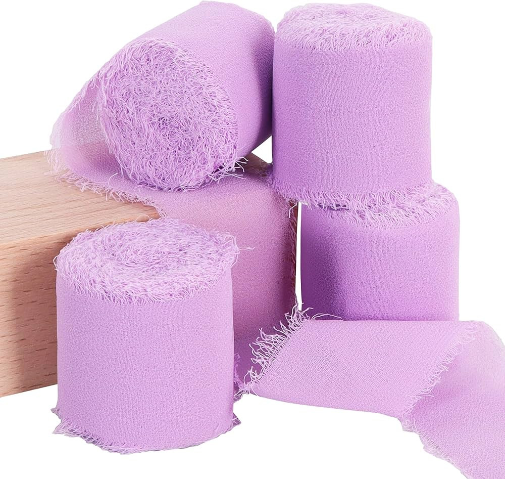 TONIFUL 4 Rolls Light Purple Chiffon Ribbon 1 1/2 inch× 5.5 Yards Ribbon Fabric Silk Ribbon for ... | Amazon (US)