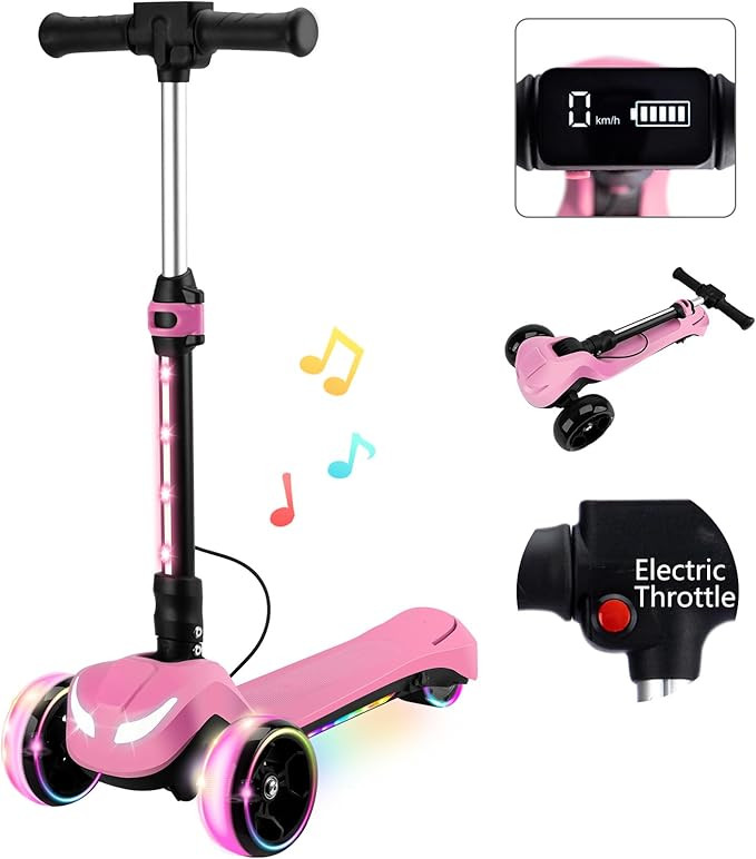 24V Electric Scooter for Kids w/150W Powerful Motor, Thumb Throttle, LCD Screen, Bluetooth, Light... | Amazon (US)