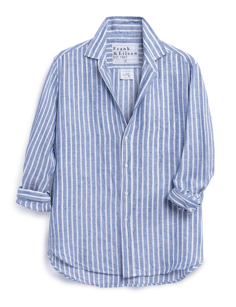 EILEEN Blue with White Stripe, Italian Classic Linen | Frank & Eileen