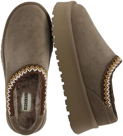 CUSHIONAIRE Kabuki Platform Boots Genuine Suede Fuzzy Mule Slippers for Women with Memory Foam | ... | Amazon (US)