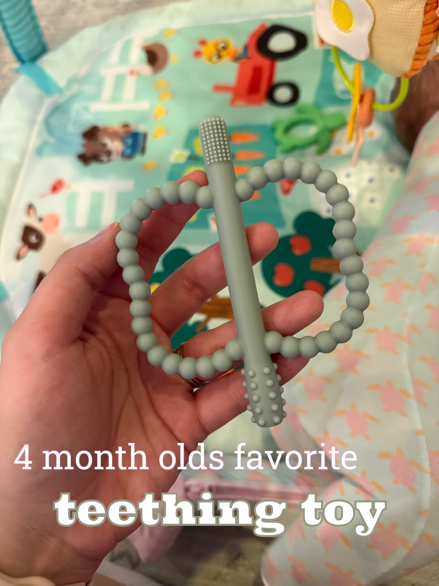 Grabbed this two pack of teething toys and was sooo happy that my 4 month old didn’t just like them- she LOVES THEM! Perfect size for little hands & lots of texture for teething mouths

#LTKmomlife #LTKBaby #LTKKids