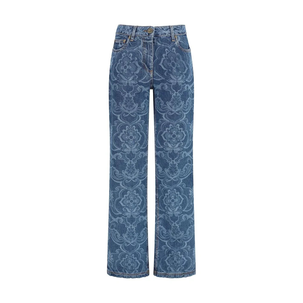 Etro Damask Jacquard Denim Jeans — Blue - 26 | Italist Inc.