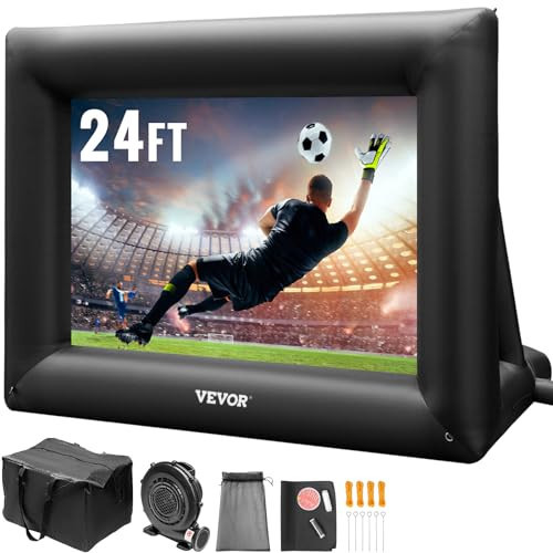 VEVOR Inflatable Projector Screen for Outdoor Use with 350W Air Blower, Oxford Fabric Material, Supports Front/Rear Projection,Black | Amazon (US)