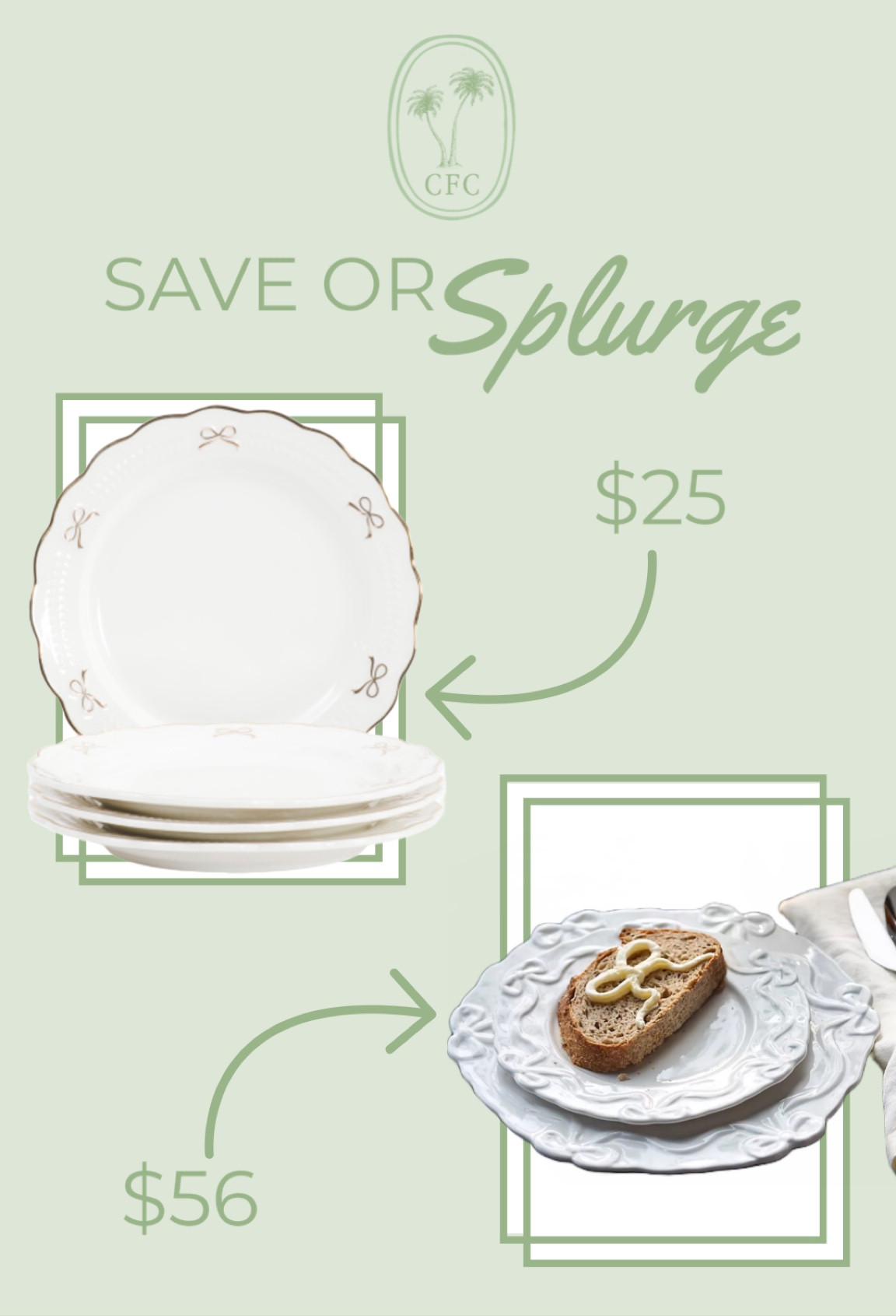 Save or splurge on bow dishes and plates  