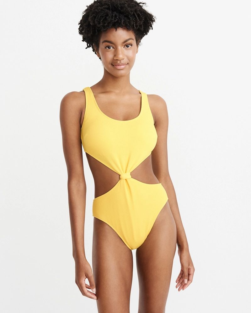Textured Knot Front One Piece | Abercrombie & Fitch US & UK