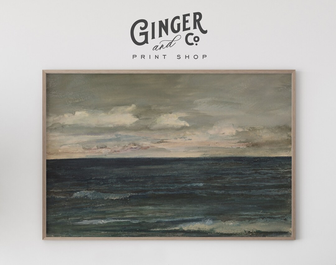 Moody Seascape Painting - Vintage Coastal Landscape, Giclée Canvas Print, Peel and Stick | Etsy (US)